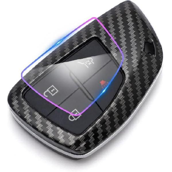 for Chevy for GMC Key Fob Cover, ABS Carbon Fiber Pattern Key Case for 2021 2022 2023 2024 for Chevy Suburban Tahoe Silverado 1500 2500 3500 Colorado