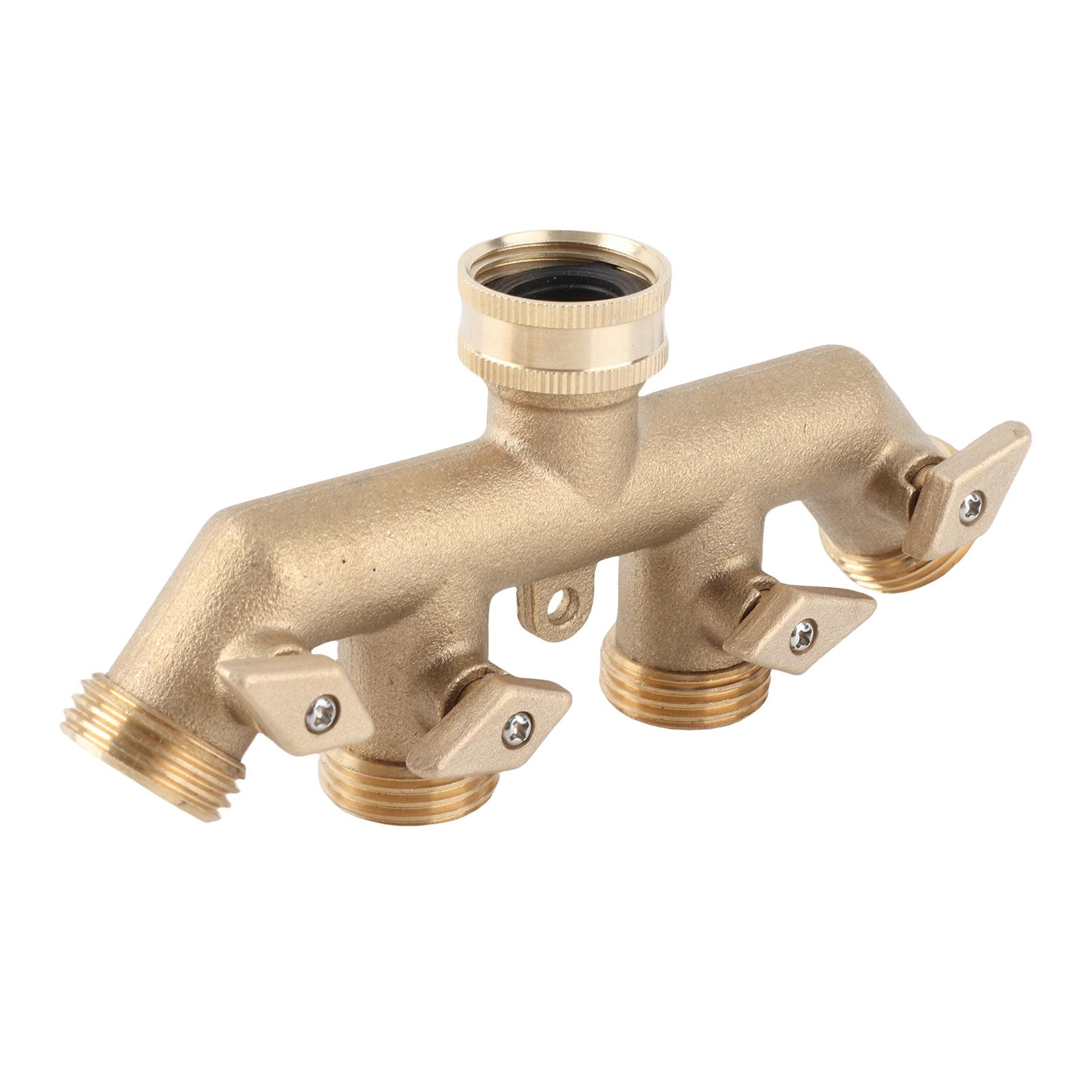 

G3 4 Brass 4‑Way Garden Hose Splitter Ball Valve Hose Adapter Water Faucet Valve Connector