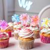 21Pcs Glittery Foil Flower Cake Toppers Birthday Cake Decoration Le Tinsel Stirrers Birthday Wedding Party Decoration
