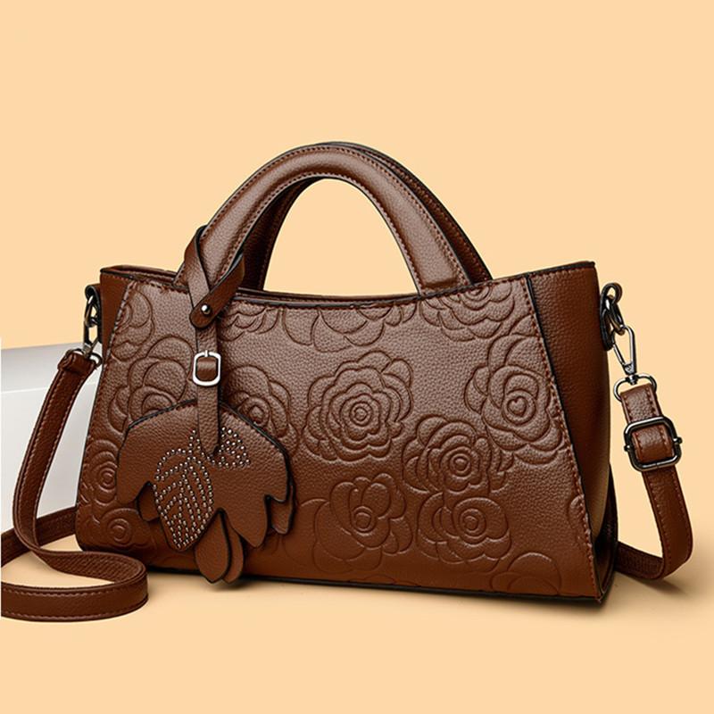 2025 Luxury Classic Embossed Women's Tote Bag Fashion Designer Flower Pattern Handbags Elegant Camellia Shoulder Crossbody Bag