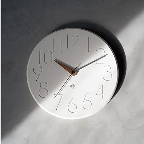 Interform Smooth Wall Clock CL-4168, White Wood with Gold Accents, 30.5cm Diameter, Sweep Movement