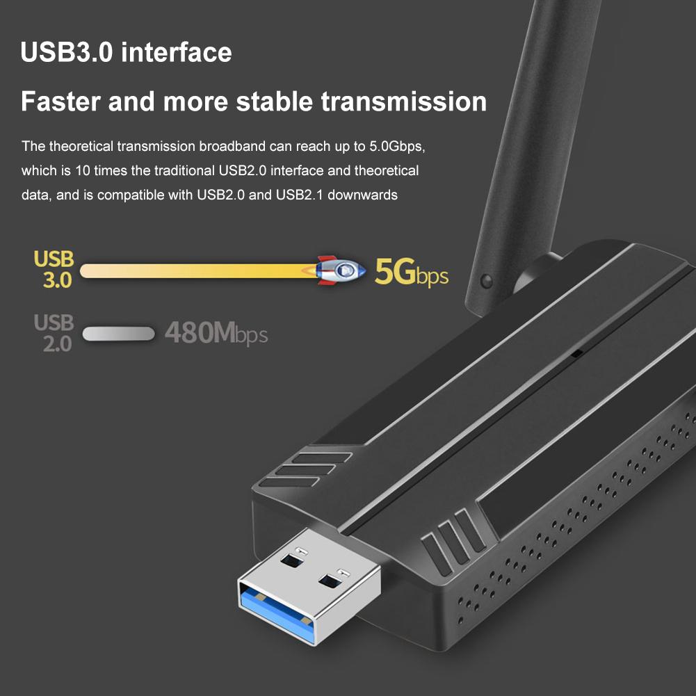 USB 3.0 Adapter Drive Free Network Adapter Supports for Windows Vista/XP/7-11/Linux OS/ OS WiFi 6 Receiver Dongle for Desktop