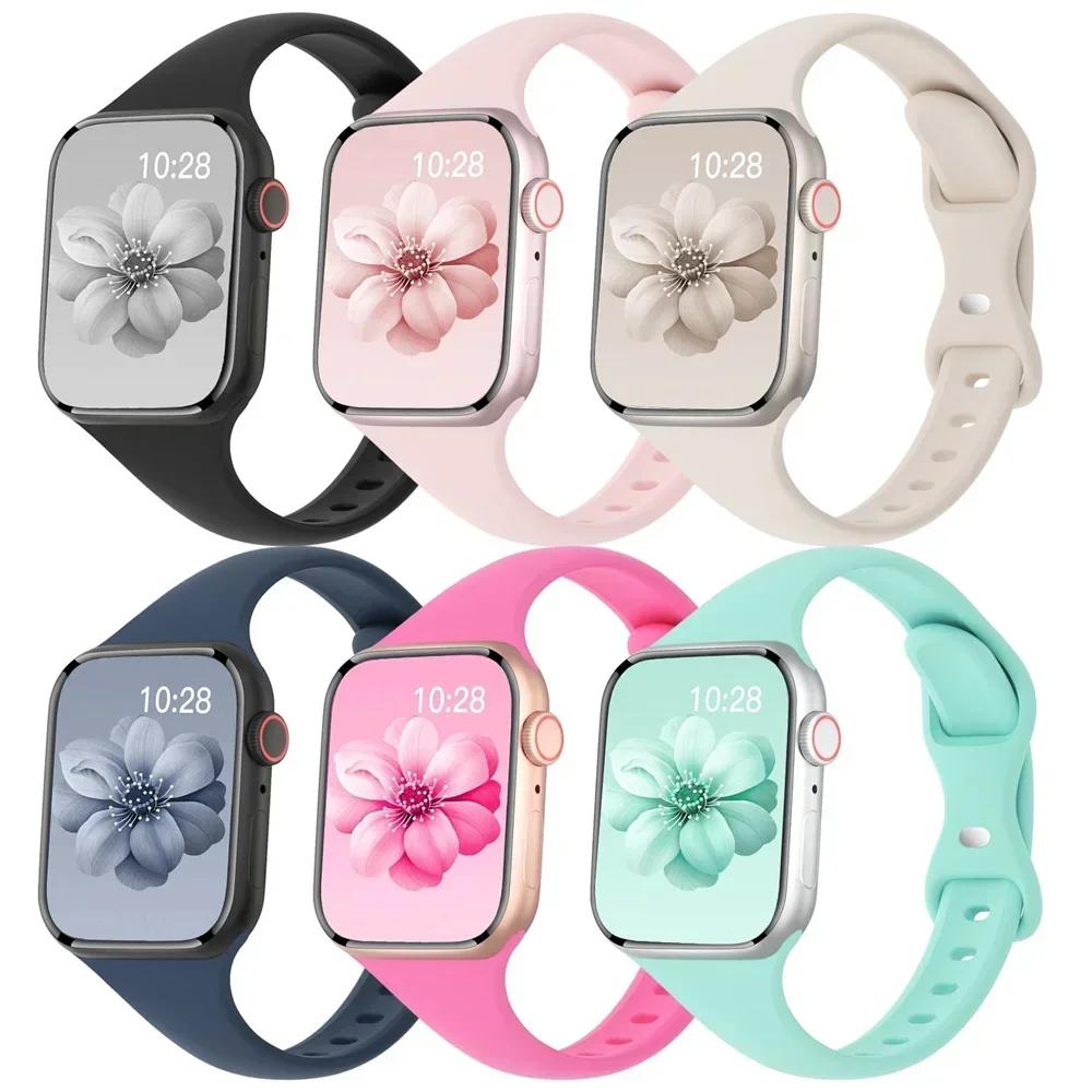 Slim Silicone band For apple watch 11 10 46mm Ultra 3-2 49mm series 9-8-7 41mm 45mm 44mm sport bracelet iwatch 4 6 5 SE 3 Strap