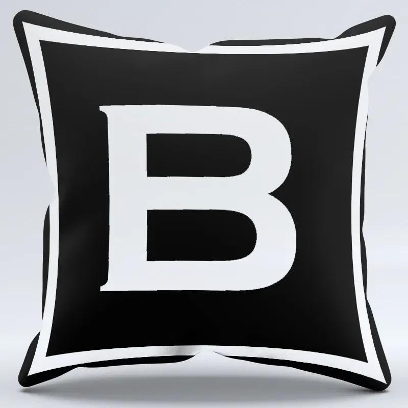 Simple Black and White Letter Print Pattern Home Bedroom Living Room Sofa Car Office Decoration Pillowcase