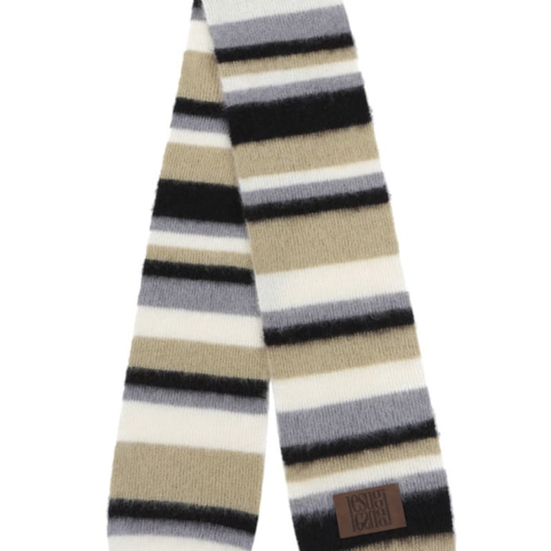 Lesugiatelier Mohair Stripe Muffler (Olive)