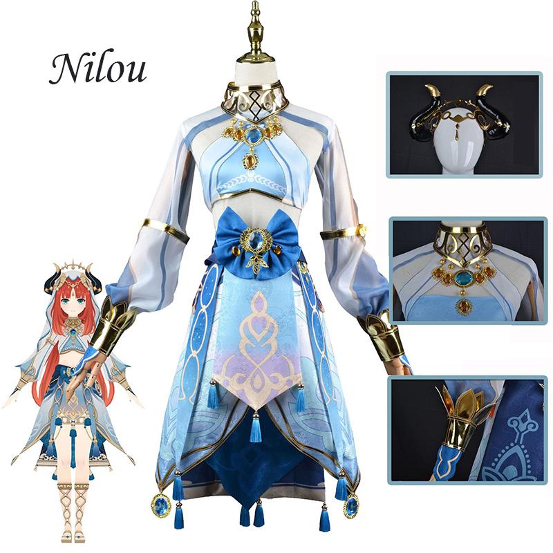 Ysir Impact Game Cos Suit Nilou Cosplay Blue Dress Female Western Region Dancer Suit Full Cosplay