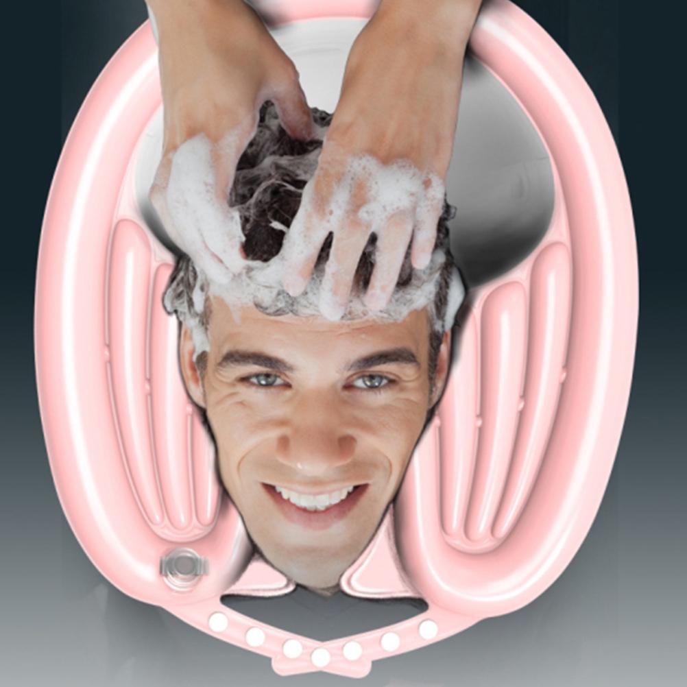Lavabo Portatile Gonfiabile per Lavare i Capelli Poggiatesta Gonfiabile Incorporato Testa in Su Lavabo per Shampoo