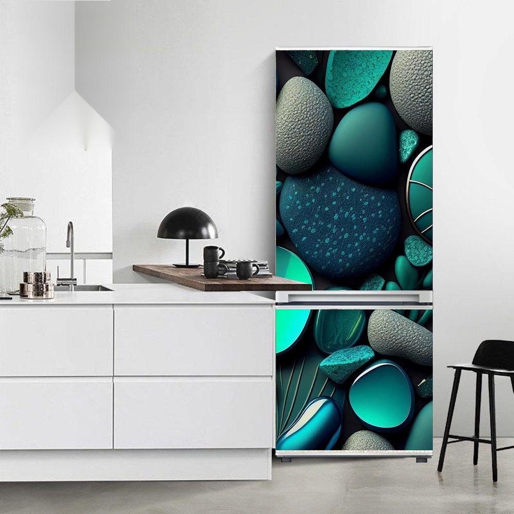 Refrigerator Fridge Cover Fruits Stickers Door Landscape Plant Sea Vinyl Self Adhesive Kitchen Furniture Decor Wrap Freezer Sticker Diy
