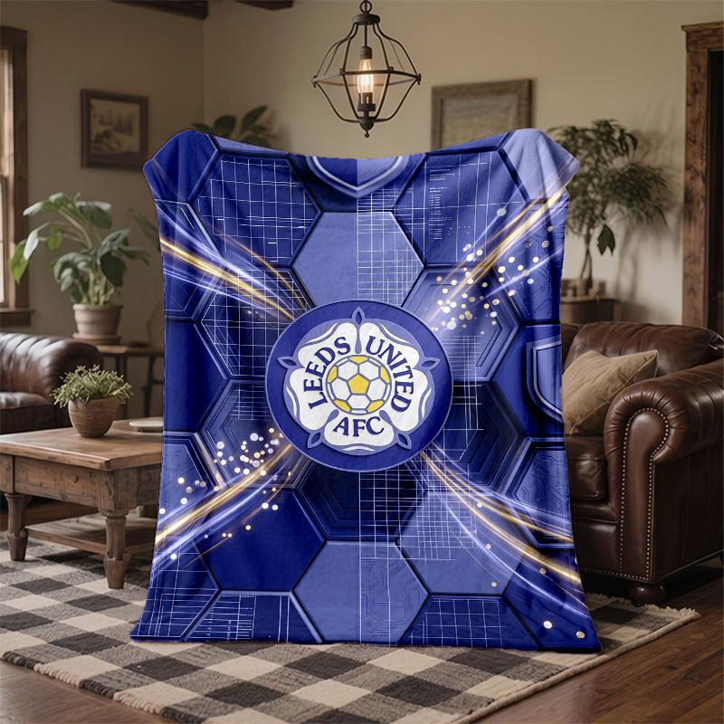 Leeds United Football Print Flannel Blanket Soft Warm Sofa Bed Throw Blanket For Home Office Bedroom