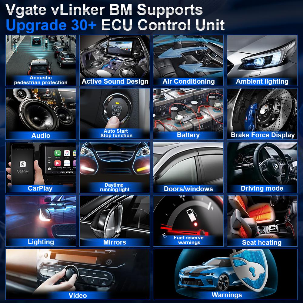 Vgate vLinker BM ELM327 V2.2 For Bimmercode Scanner OBDII Bluetooth 4.0 OBD 2 OBD2 Car Diagnostic ELM 327 V1 5 Auto Tool