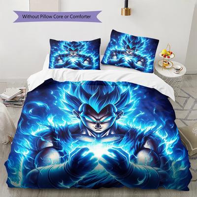 Son Goku Muster Bettwäsche, Steppbett Set Bettbezug Kissenbezug Zuhause Geburtstagsgeschenk (1 Bettbezug + 2 Kissenbezüge, ohne Füllung)