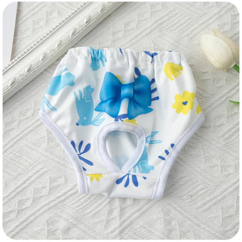 Pet Diaper Pants Female Dog Sanitary Pants Washable Reusable Heat Period Pet Underwear Hygiene Shorts Adjustable Soft Printed Small Pets
