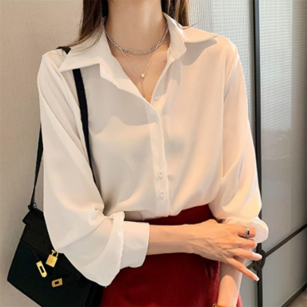 New Arrivals Open Run Women Casual Fit Long Sleeve White Shirt