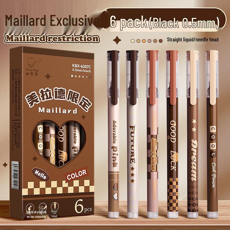 Kaba Bear Black Needle-Tip Rollerball Pen: Quick-Drying Student Exam & Signature Pen in Ancient Style.