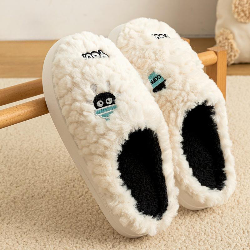 Cotton Slippers for Women In Autumn and Winter, Indoor Home Anti-slip Thick-soled Plush Slippers