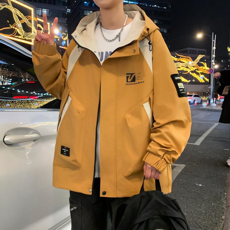 2025 Spring Men's Trendy Hong Kong Style Hooded Jacket - Fashionable, Versatile, Loose-Fit for Youth & Students