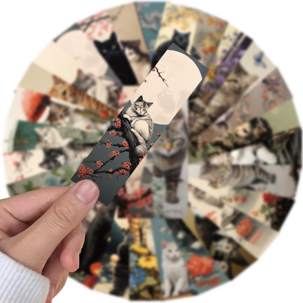 30PCS Japanese Style Cat Bookmarks European And Shadow Decoration Creative Landscape Bar Durable Reading Photography Accessories