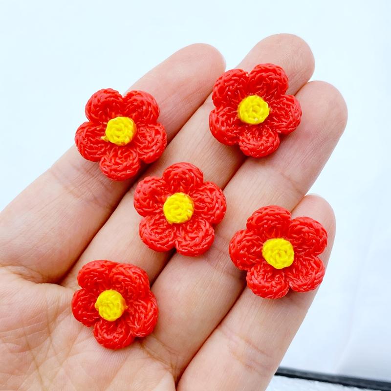 10Pcs New Cute Mini Flowers Flat Back Resin Cabochons Scrapbooking DIY Jewelry Craft Decoration Accessorie