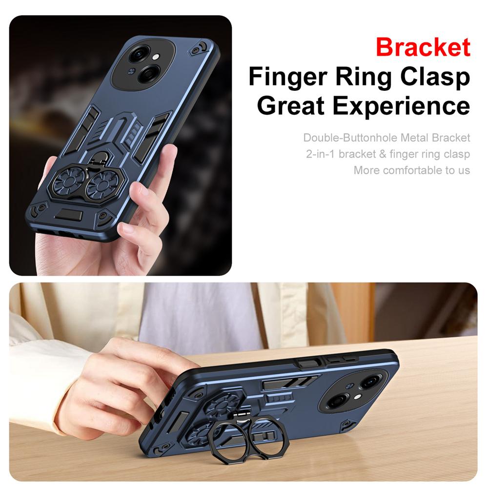 KEYSION Shockproof Armor Case for TECNO Spark Go 1 1S Go 2025 Soft Silicone+PC Metal Ring Stand Phone Cover for TECNO Pop 9 4G