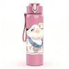 1PC White Puppy Portrait 750ml Color Plastic Sports Water Bottle Leakproof Flip Straw Lid Suitable for Sports Office Home Use