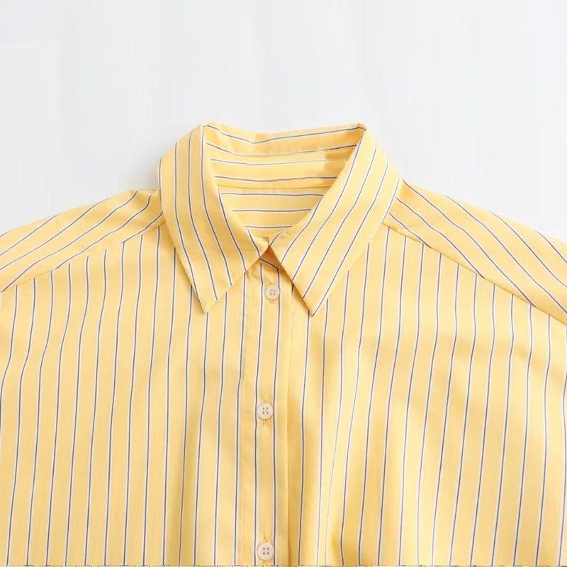 Zab Autumn New Women's Clothing Fashion Style French Style Design Fashion All-Match Casual Style Stripes Poplin Shirt