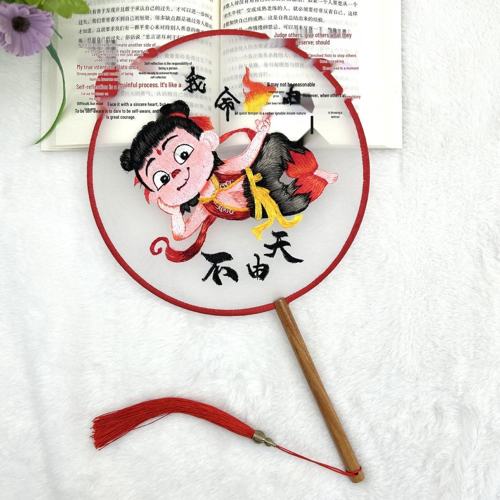 Ancient Style Single-Sided Suzhou Embroidery Dance Fan