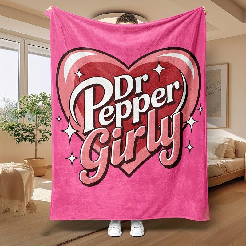 Monika Chen Unisex Pink Dr Pepper Girly Heart Pattern Blanket Soft Flannel Throw Blanket Cozy Warm Sofa Bed Blankets For Home Decor Cute Gift