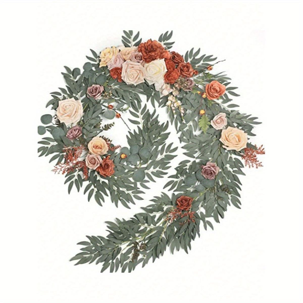 180 см искусственная эвкалиптовая гирлянда с цветами искусственная розовая гирлянда искусственная цветочная гирлянда зеленая гирлянда для свадьбы домашняя вечеринка ремесло искусство декор стола 180cm коричневый