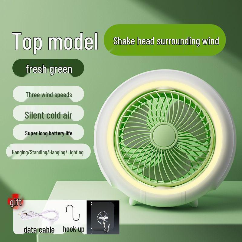 Ultra-Quiet Oscillating USB Desktop Ceiling Fan with Night Light and Long Battery Life Basic Plug-in