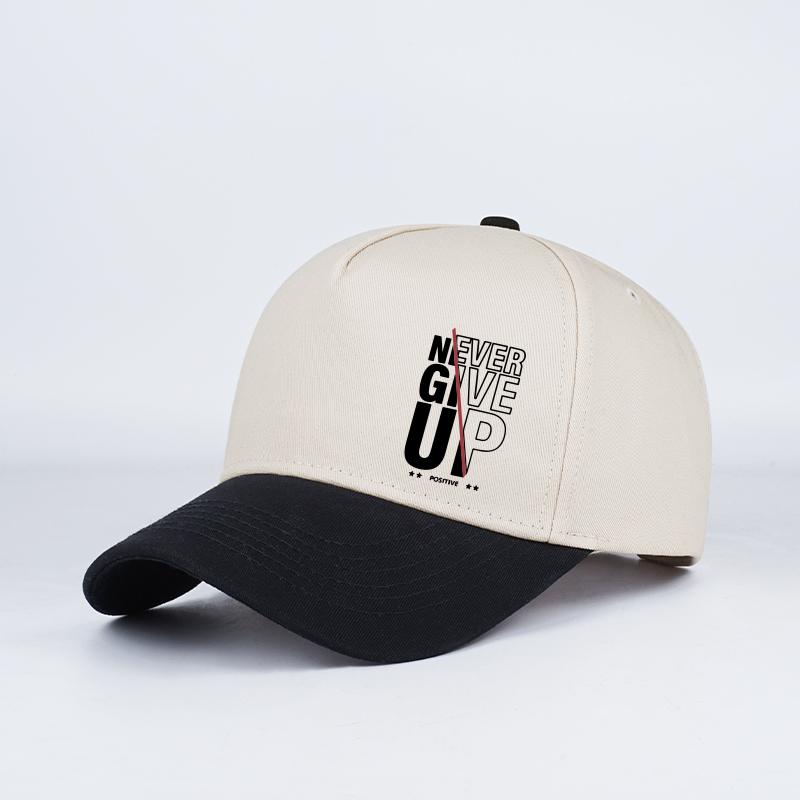 """Niemals aufgeben" Aufdruck Zweifarbig Baseballkappe Verstellbar Unisex Baumwolle Motivierend Sonnenhut"""