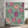Vintage Peony Floral Shower Curtain Green Pink Red Decorative Waterproof Fabric Home Bathroom Decoration Modern Boho Style Luxur