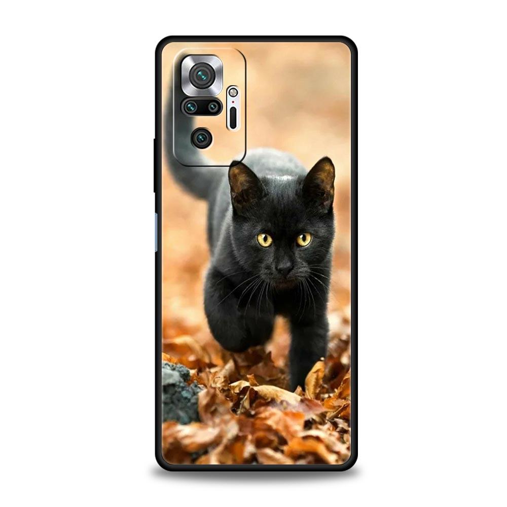 Schwarze Katze Starrendes Auge Handyhülle Für Xiaomi Redmi Note 12 5G 11 10 Pro Plus 9S 9 8 7 9T 8T 10C 9C 9A 5G K50 Gaming Weiche Hülle