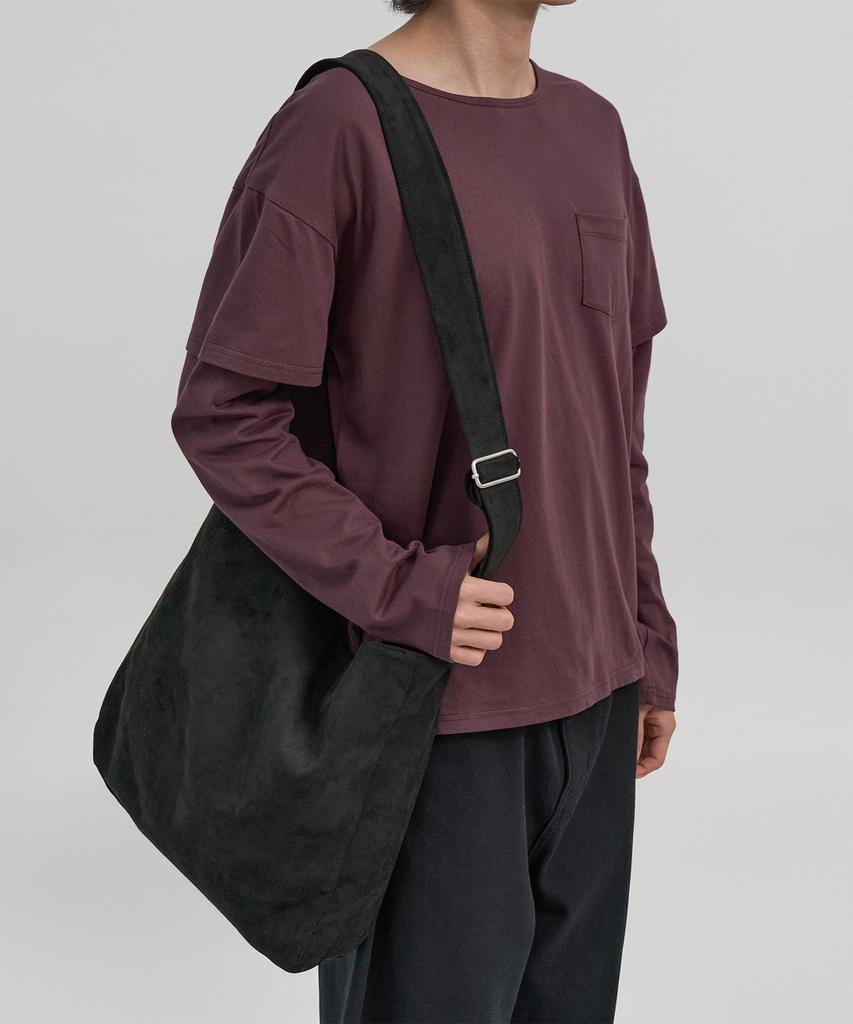 Excontainer Muted Suede Crossbody Bag (Black)
