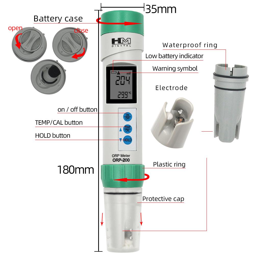 Water Quality Tester HM COM-300 EC TDS PH 4 In 1 Meter PH-200 PH Meter Waterproof ORP Tester With ATC Calibration And Data Hold