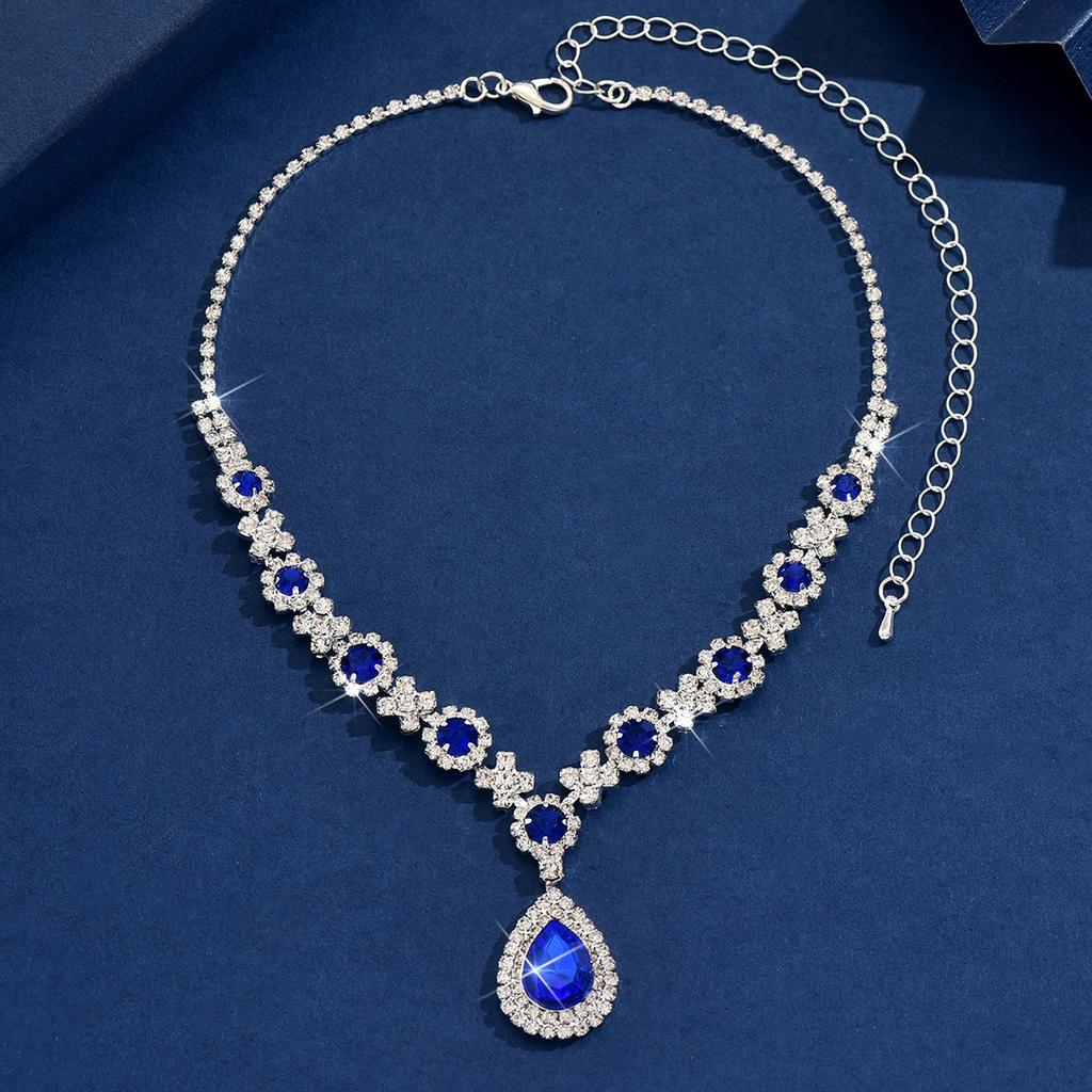 1PC Women's Fashion Trendy Water Drop Flower Pendant Necklace Zircon Suitable for Date, Party, Festival Gifts-2165