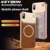 KEYSION Luxury Magnetic PU Leather Aromatherapy Phone Case for iPhone X XS Max Wireless Charging Borderless Back Cover