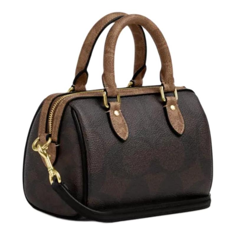Coach Rowan 18 Top-Reißverschluss Leder Schulter Crossbody Tote Klein Damen Tan