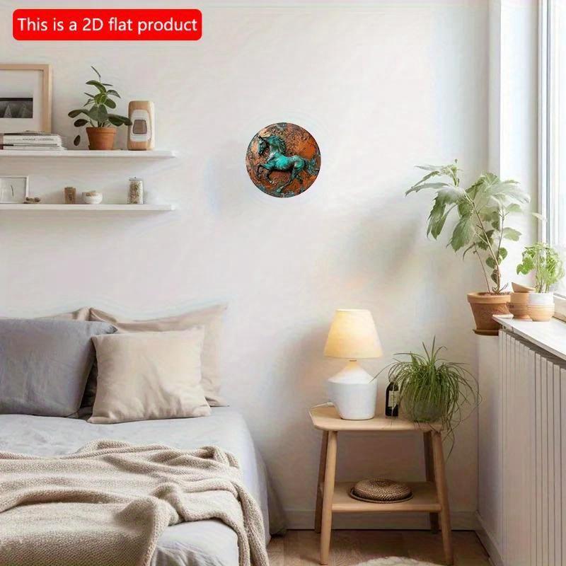 2d flat 20*20cm Round Wooden Sign Wooden Sign, Creative Horse Pattern Wall Art Wooden Sign Decoration vintage home decor