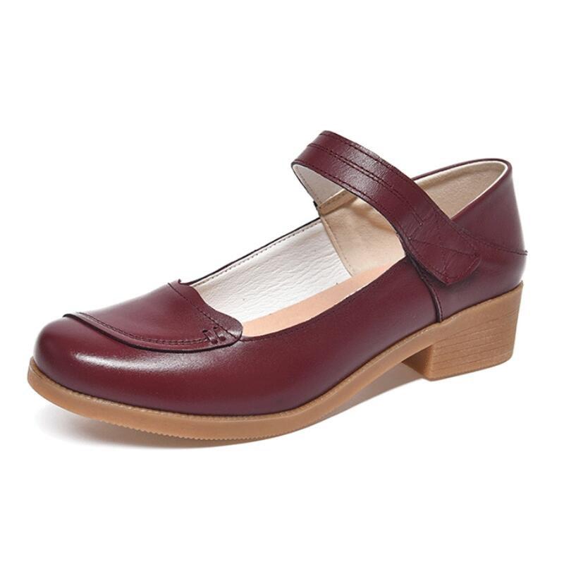 Fashion GKTINOO Spring Autumn Shoes Woman 2025 Genuine Leather Women Pumps Lady Leather Round Toe Platform Shallow Mouth Shoe