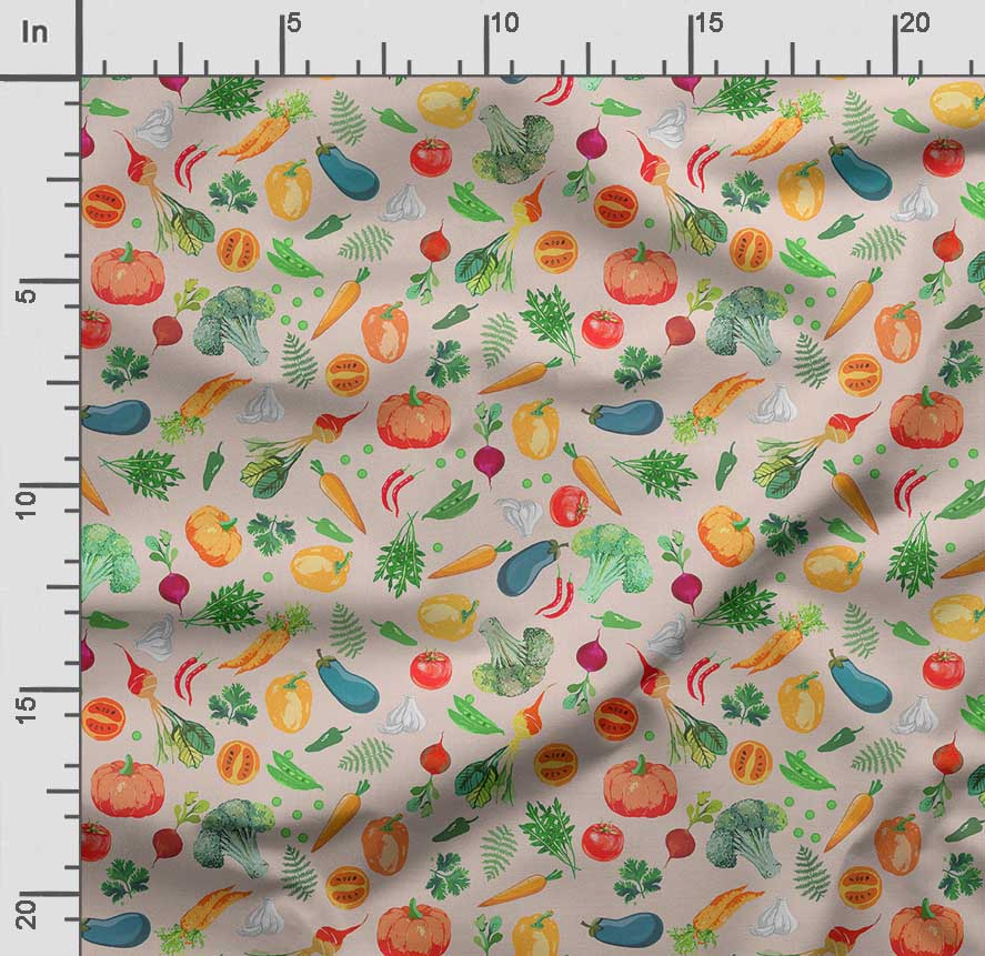 Soimoi Veggies Print,  Cotton Cambric, Quilting Fabric Sold by The Yard 42 Inch Wide, Medium Weight Cotton Fabric, Sewing  Supplies,Aquamarine
