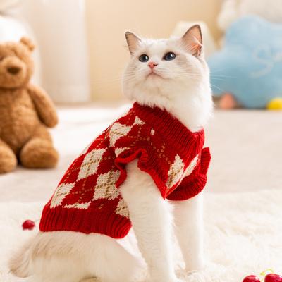 Diamantstickerei Kirschkatze Kleidung Herbst und Winter Warm Klein Fliegärmel Pullover Mittelgroßer und Kleiner Hund Welpe Hund Haustierkleidung