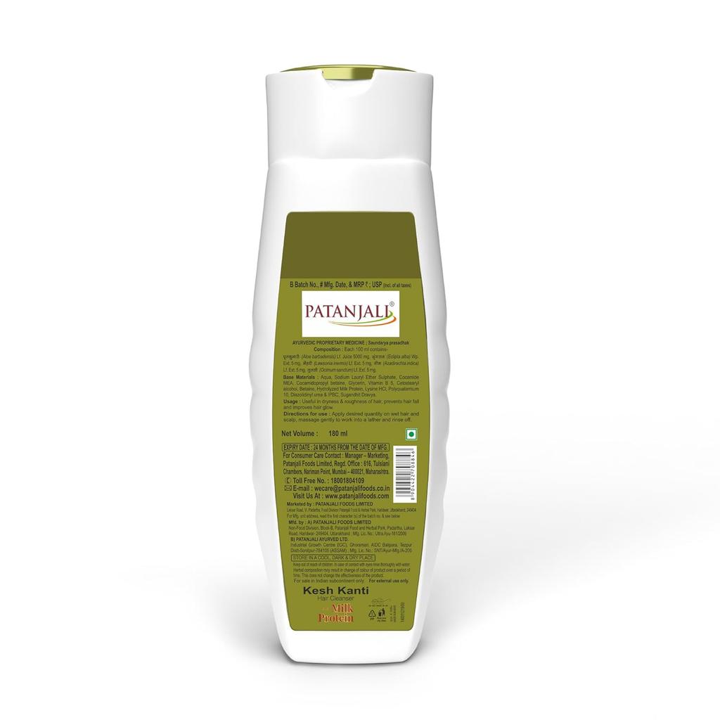 Patanjali Kesh Kanti Milk Protein Hair Cleanser Shampoo 180ml Nourishing Strong Healthy Hair