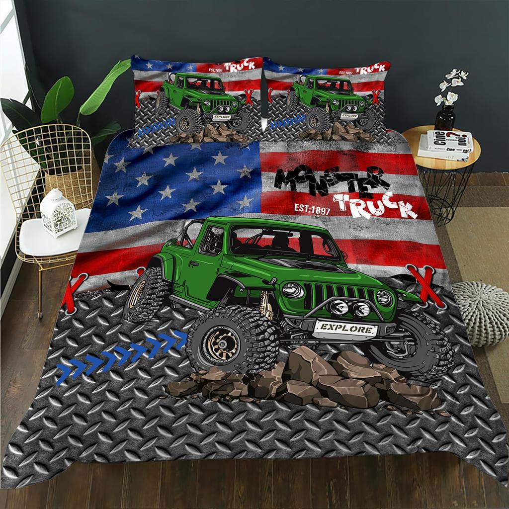 Car Bigfoot Series Three-Piece Duvet Set Digital Printing