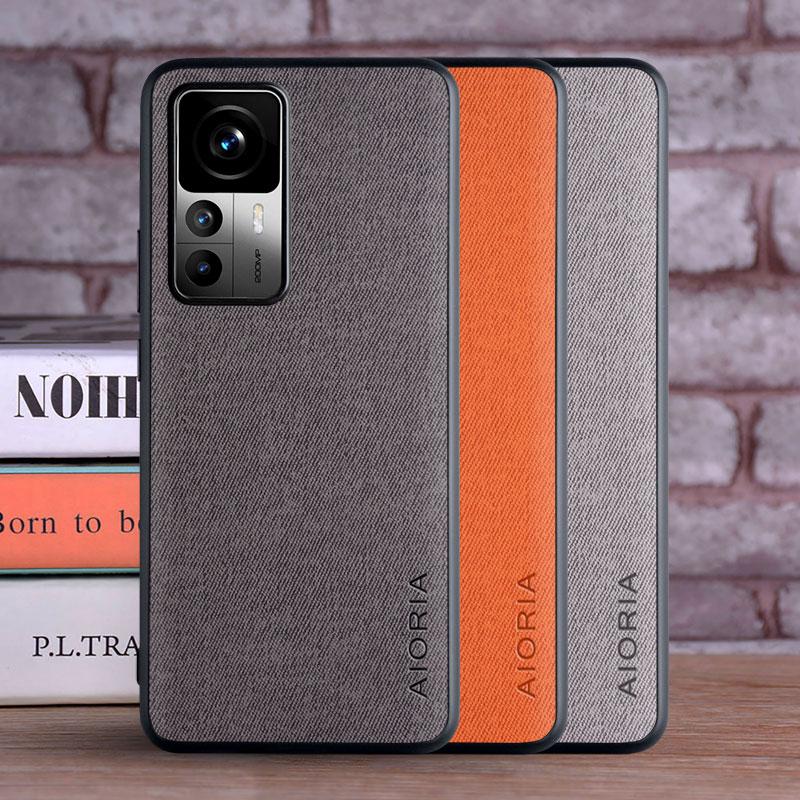 Luksusowe Etui Tekstylno-Skórzane do Xiaomi 12T mi 12T Pro Miękkie TPU z Twardym PC 3w1 Osłona Ochronna