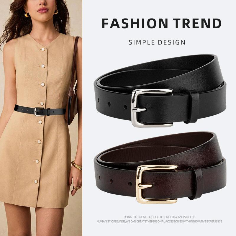 Women's Genuine Leather Ins Style Genuine Leather Belt Casual Simple Commuting Versatile Dress Jeans Belt Decorative Belt