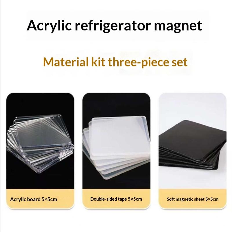 10 Stuks Zeer Transparant Acryl Vierkant Rond Met Magnetisch Vel Materiaal Pakket Huisdecoratie Diy Koelkastmagneet