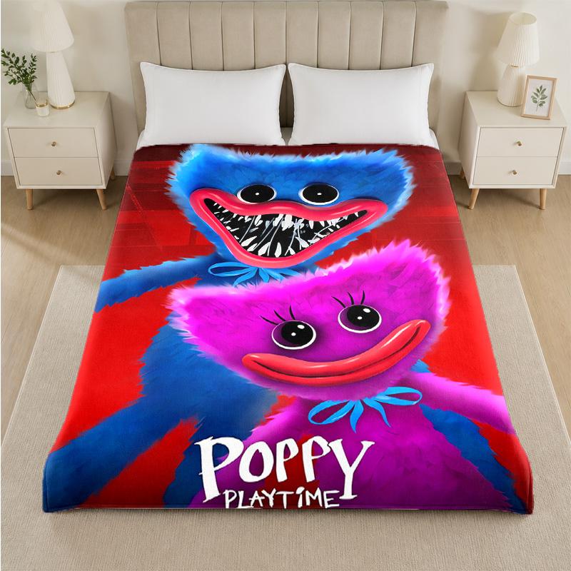 Coperta di Flanella con Stampa Poppy Playtime Morbida Calda Coperta Pluche per Letto Divano Divano Uso Domestico Interno