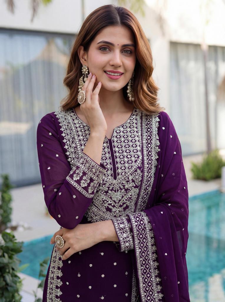 Women Designer Faux Georgette Sharara Salwar Kameez Indian Bollywood Party Wear Salwar Suit