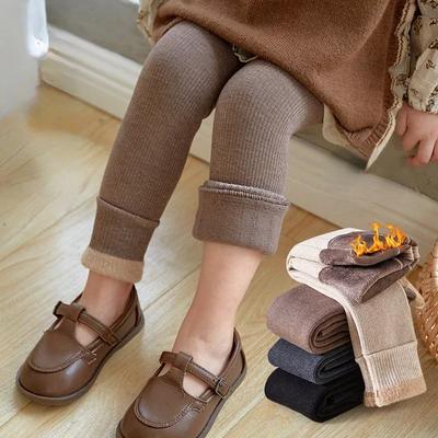 Autumn Winter Baby Girls Pant Baby Cotton Warm Leggings Children's Velvet Pants Solid Trousers Kids Clothes Korean Style