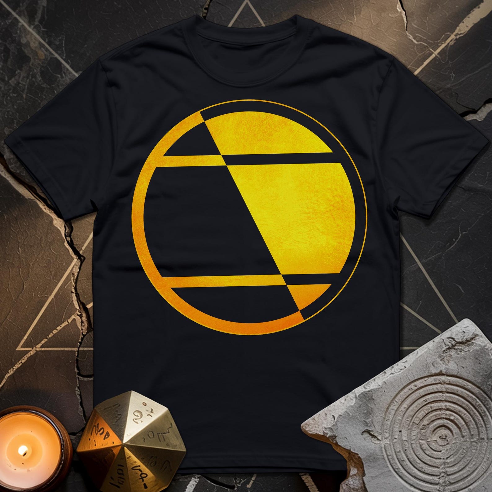 Orange Gold Crop Circle Graphic Tee | Sacred Geometry Unisex T-Shirt 4XL